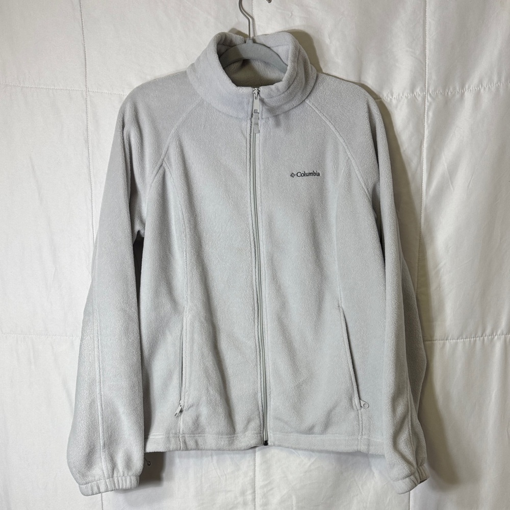 Columbia Sportswear Light Gray‎ Full Zip Fleece Jacket Size XL